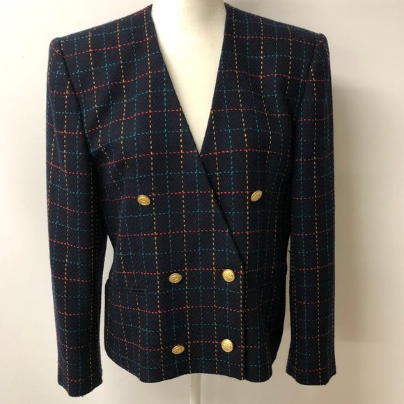Plaid Lined Wool Blazer, EUC Jones New York - Picture 1 of 8